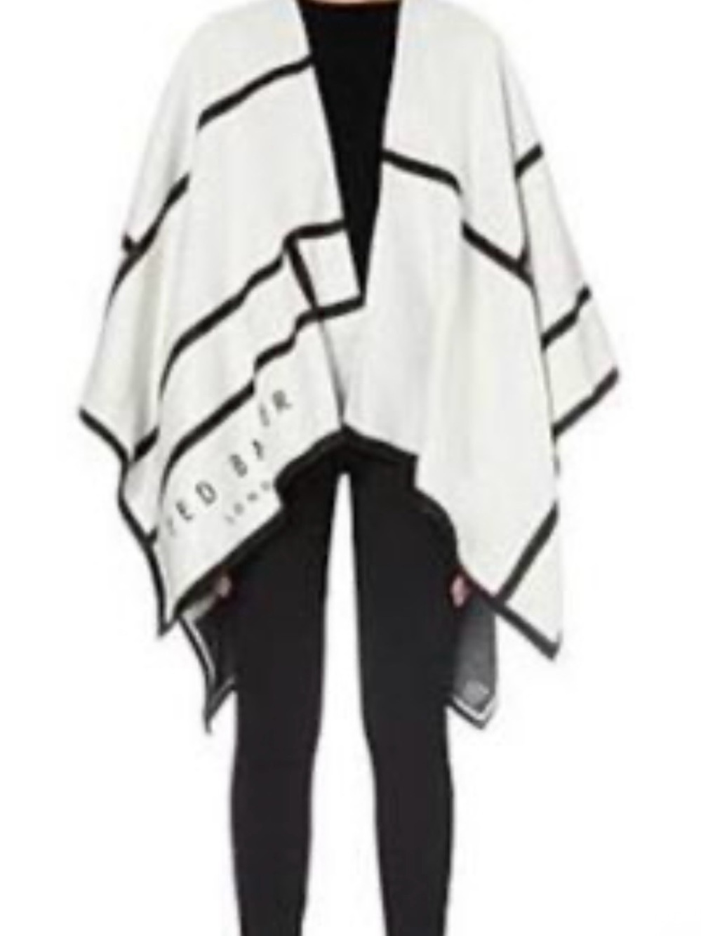 Ted Baker London Black Beige Cape Tunic Poncho Geometric Plaid Knit Germany